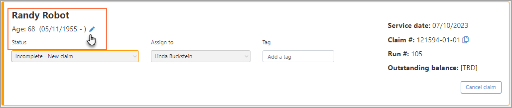 Click the icon next to the patient's name. Click the icon next to the patient's name.